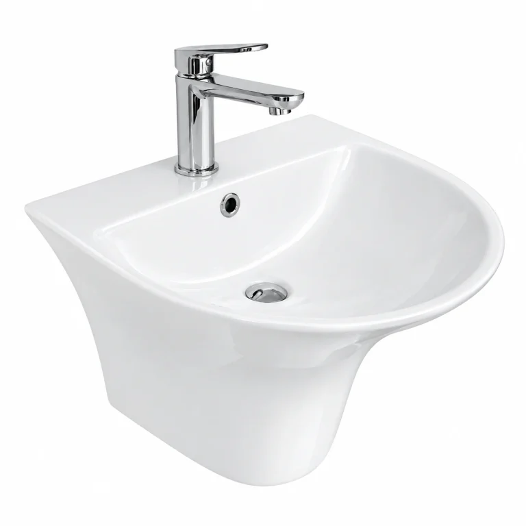 Chậu Rửa Mặt Lavabo  Liền Chân LC02 Treo Tường